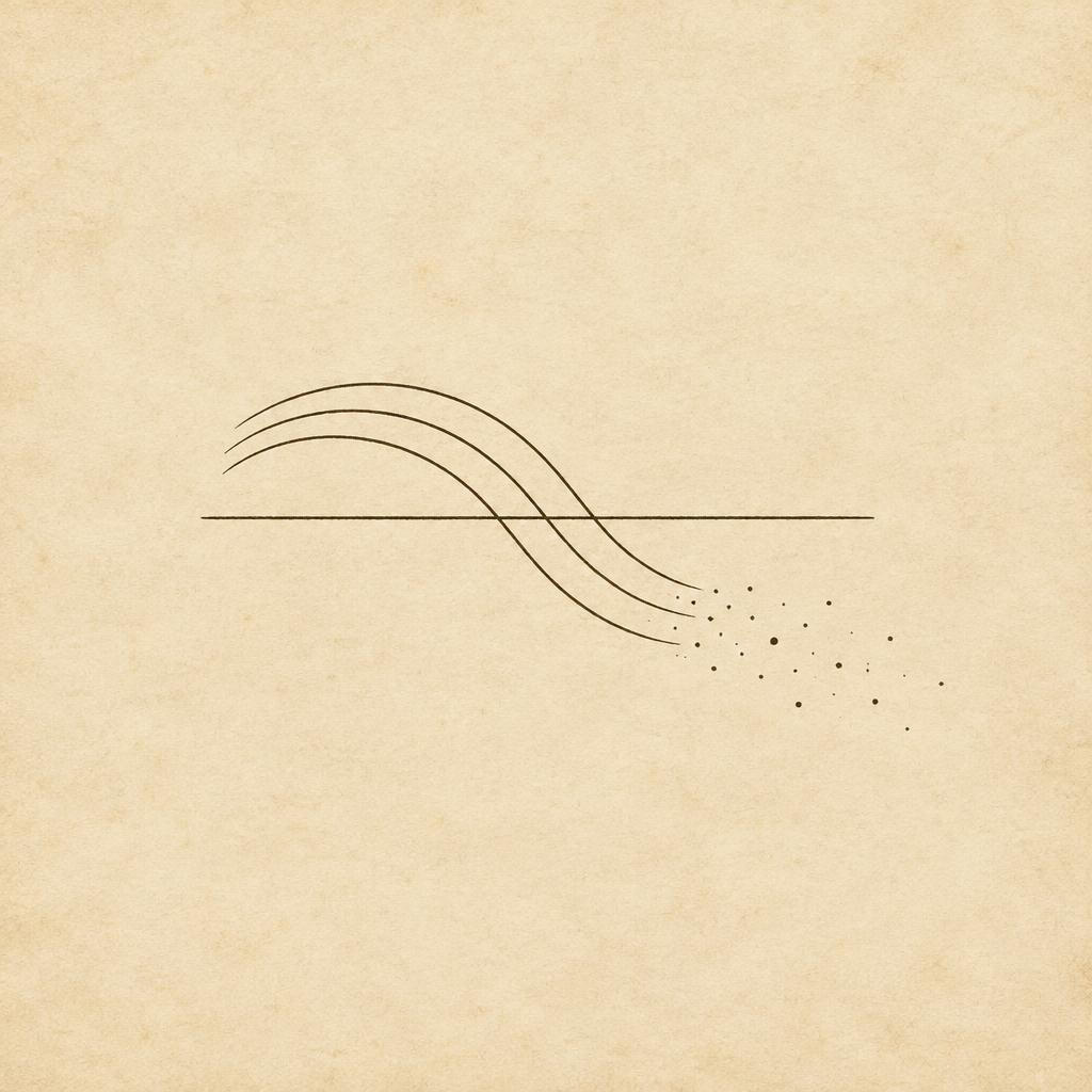 A hand-ruled plate showing three long curves crossing a single straight threshold line, with a scatter of small dots falling away to the right