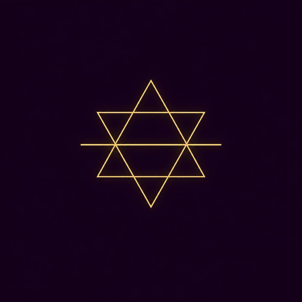 Two overlapping triangles crossed by a single horizontal bar
